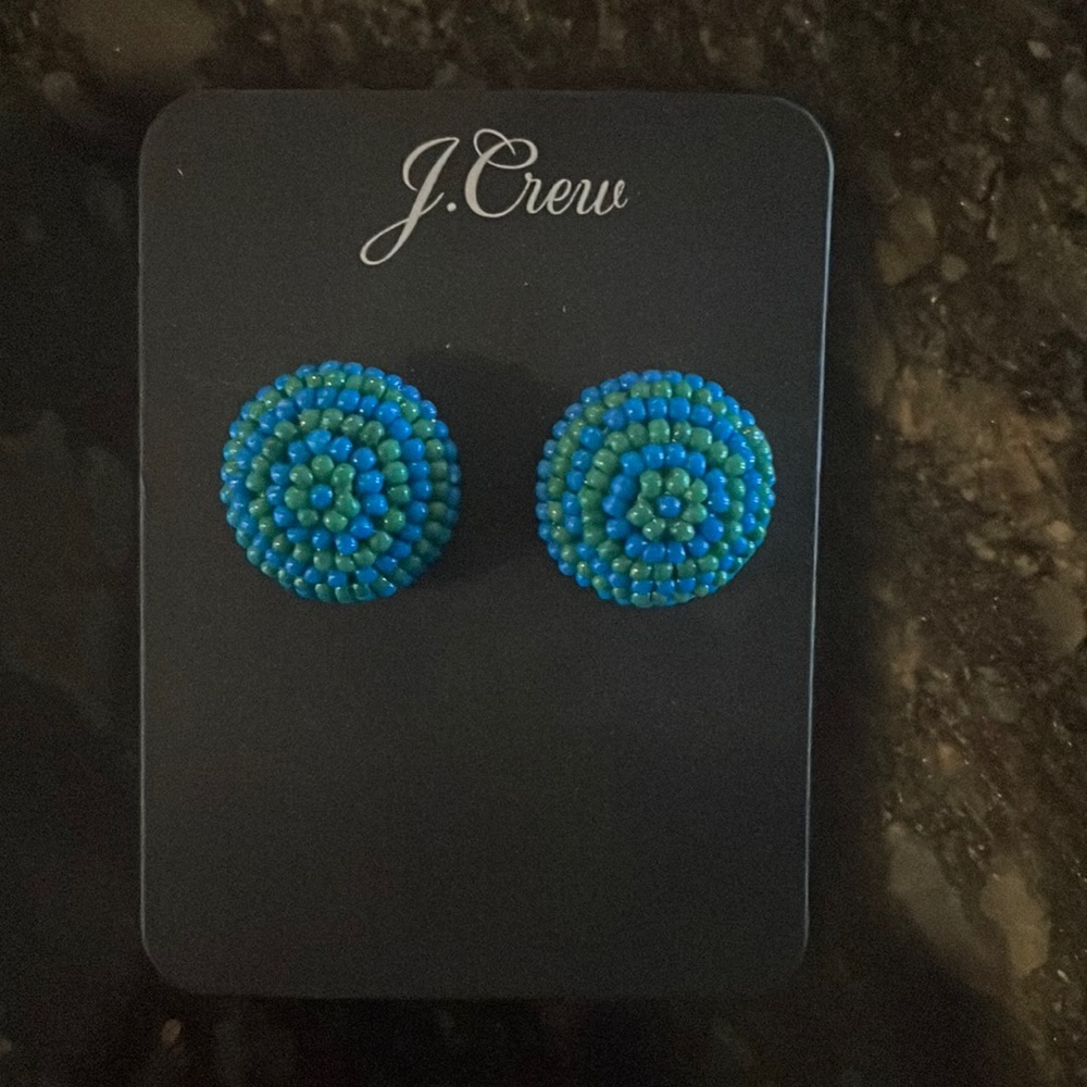 Brand New J Crew Blue Green Bead Earrings